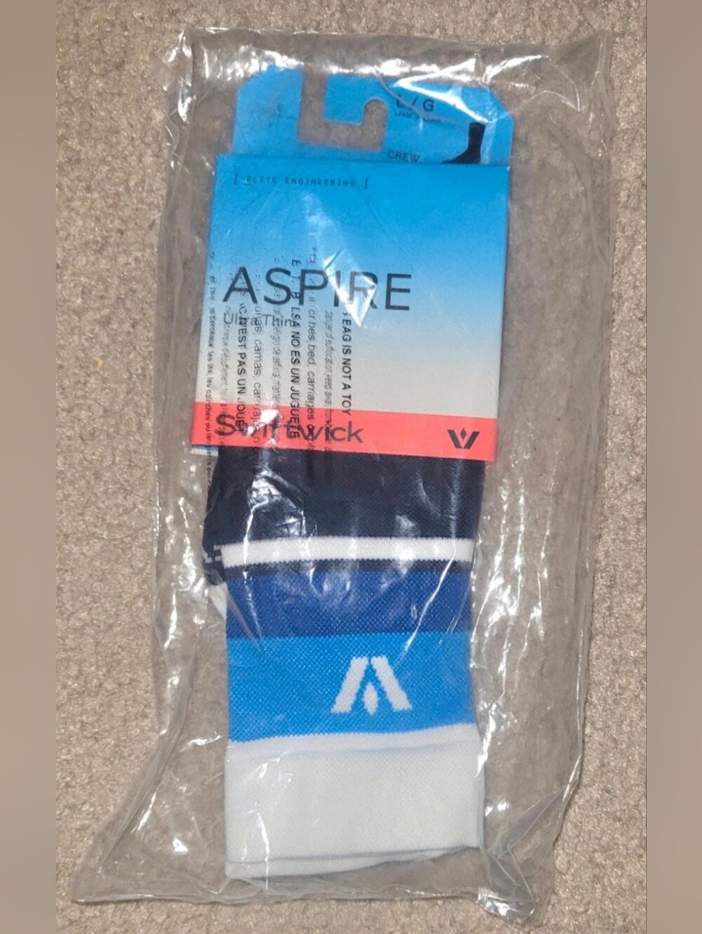 Swiftwick Adult Large Black Blue Aspire Ultra Thin Performance Crew Socks